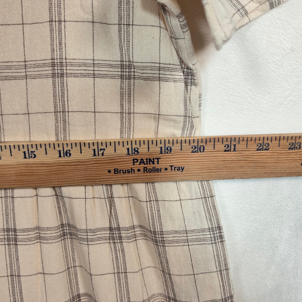 Tea n Rose Plaid Dress Womens Medium Cream Cottagecore Boho Minimalist Academia - Picture 5 of 16